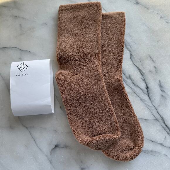 Baserange Buckle Overankle Socks Cotton French Terry Aural Tan 36-39 6-9 US NWT - Picture 1 of 11